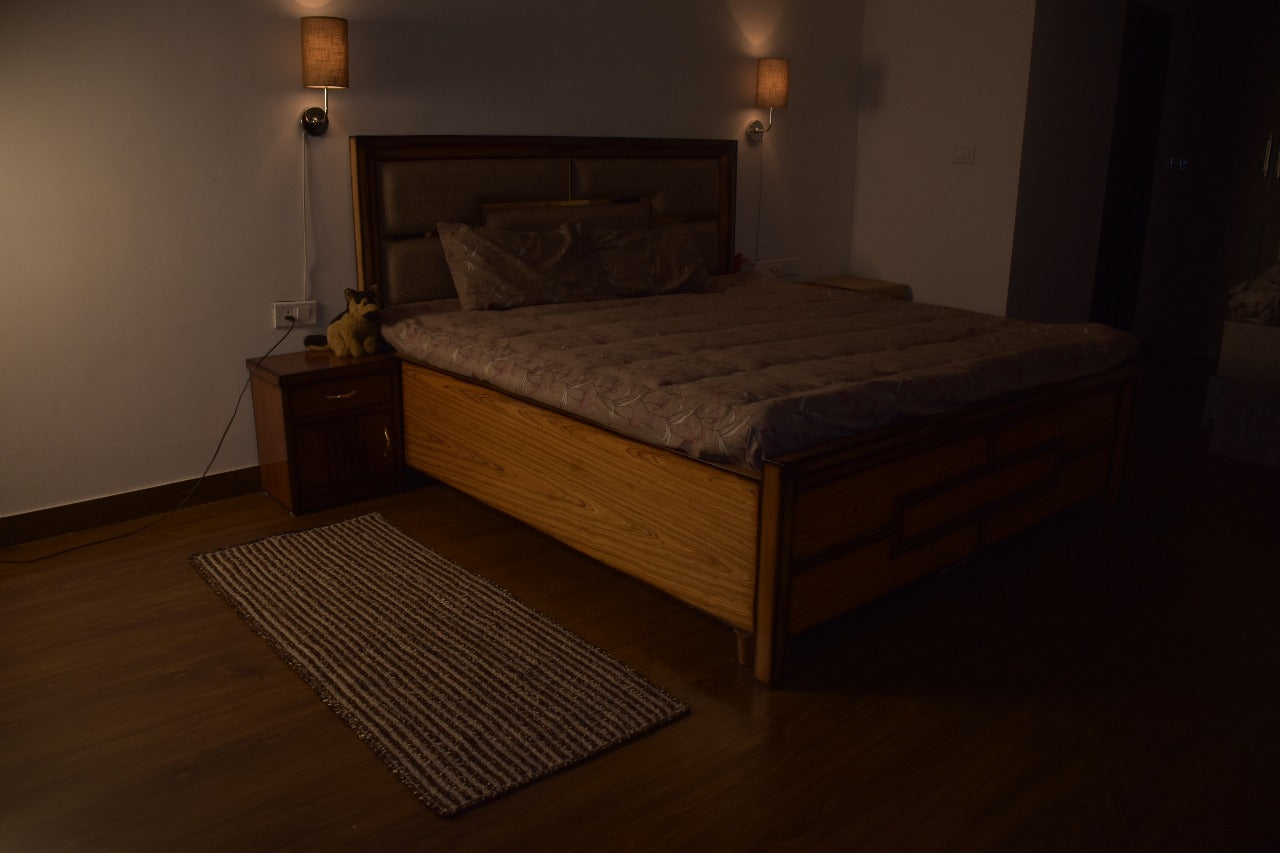 Handcrafted Brown Jute Blend Bedside Runner for Elegant Interiors