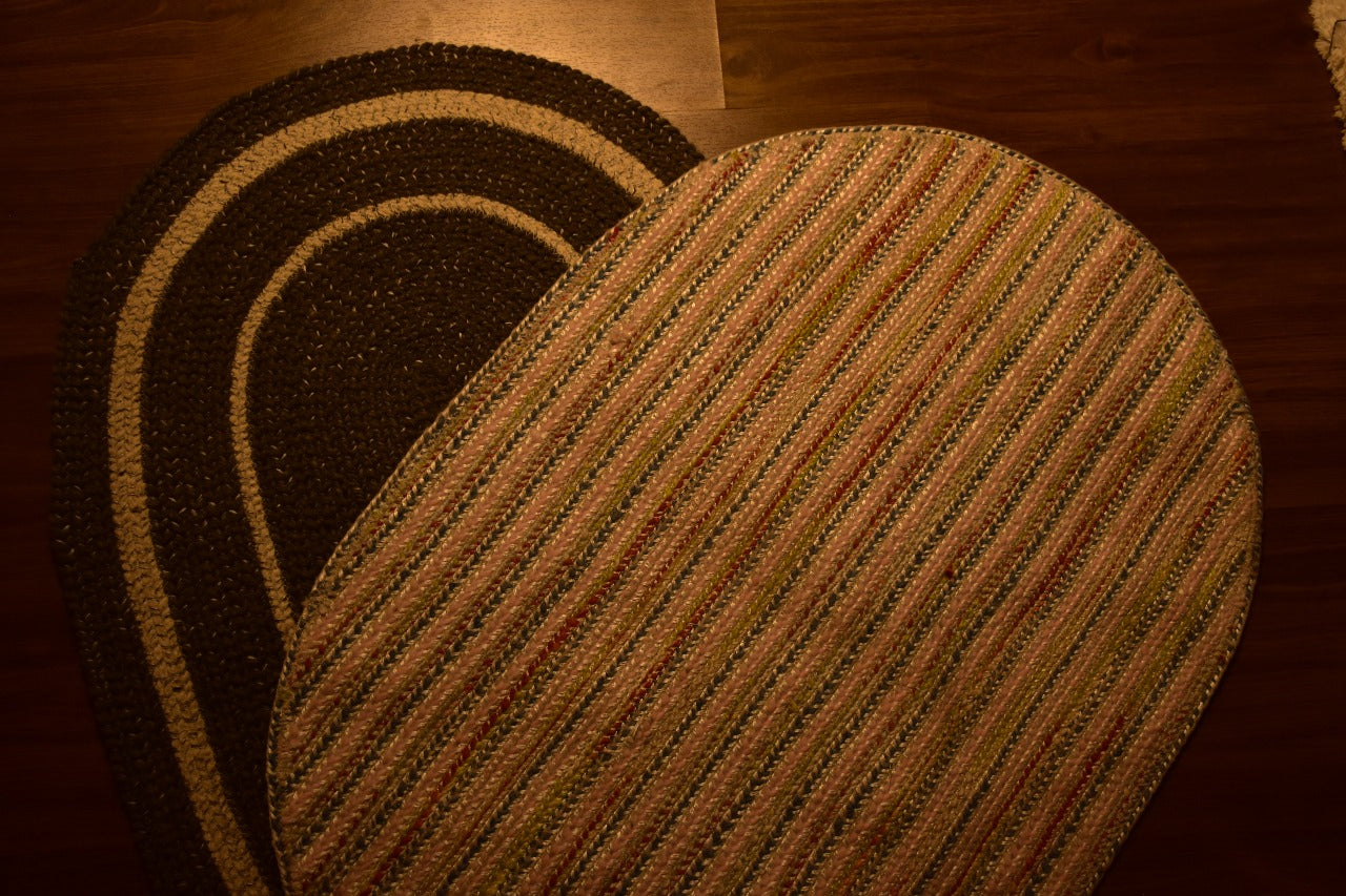 Handcrafted Multicolour Oval Jute Blend Door Mat for Elegant Home Décor