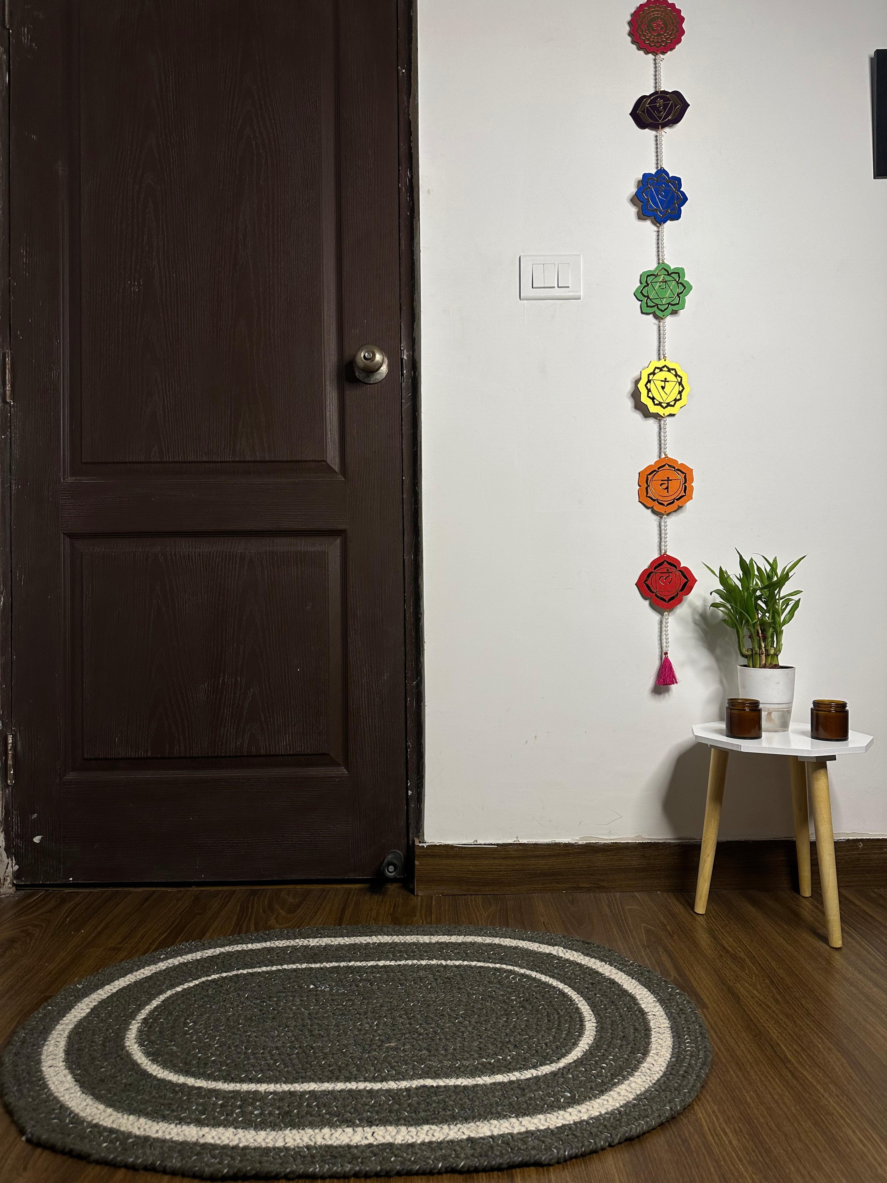 Handwoven Grey & White Jute Cotton Door Mat