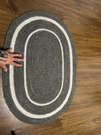 Handwoven Grey & White Jute Cotton Door Mat