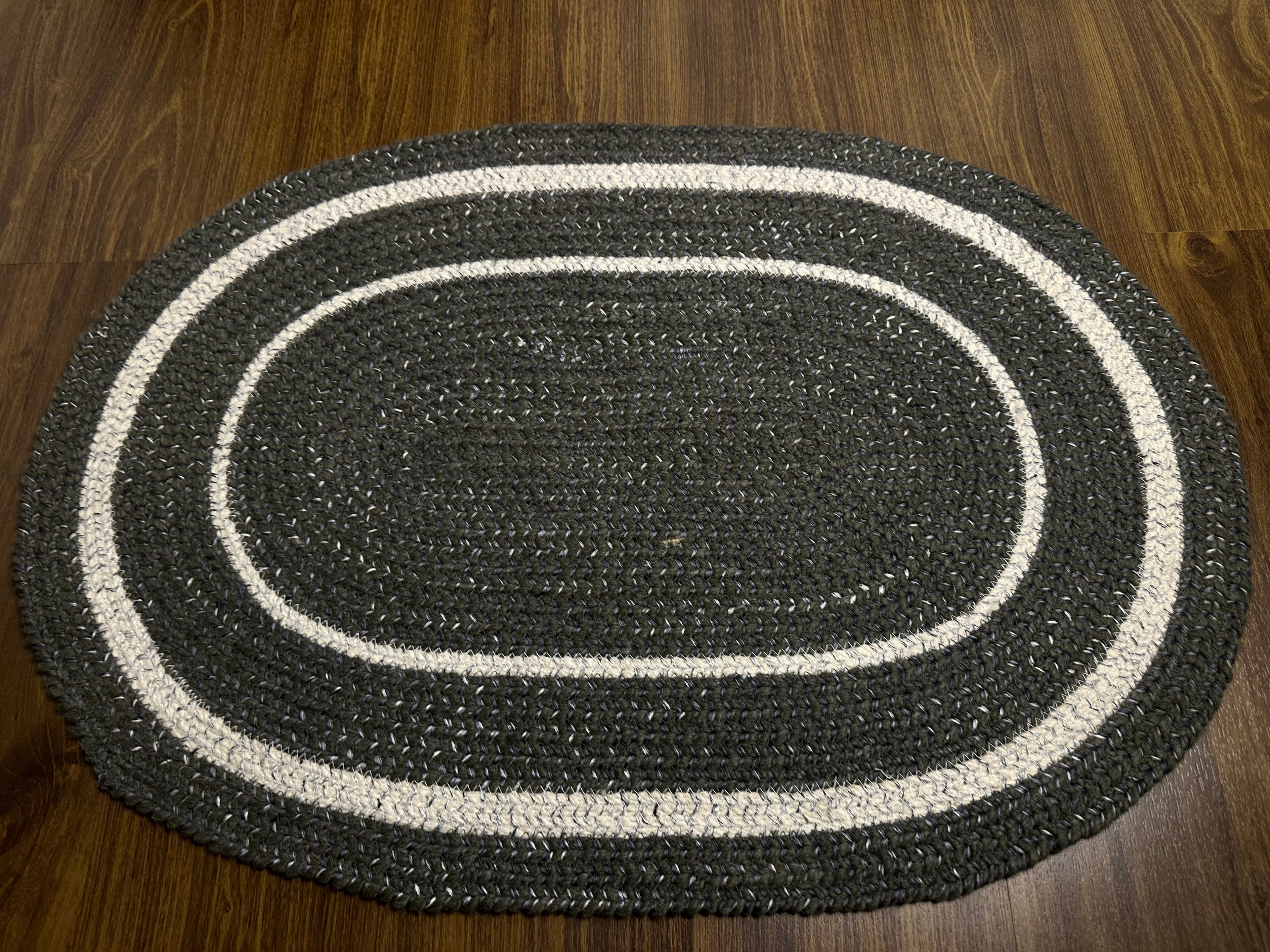 Handwoven Grey & White Jute Cotton Door Mat