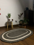 Handwoven Grey & White Jute Cotton Door Mat